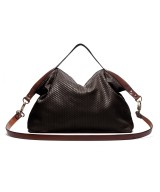 Brown hand and shoulder bag made of soft leather