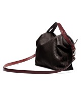 Brown hand and shoulder bag made of soft leather