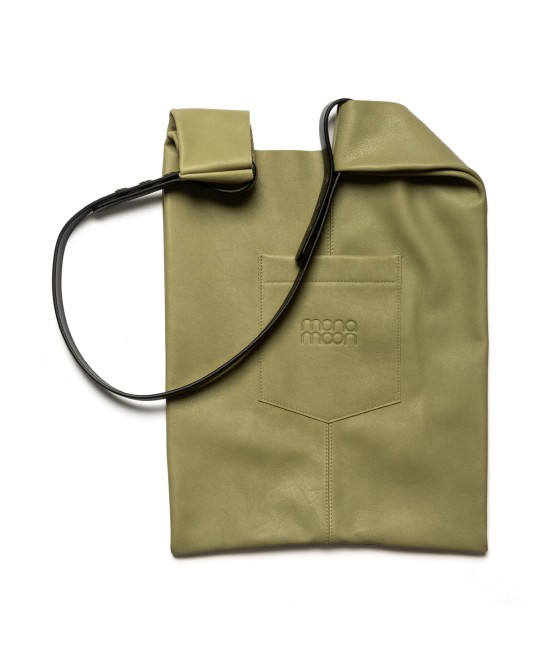 Soft and lightweight leather bag with adjustable strap that mimics plastic shopping bags.