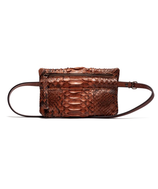 Genuine camel python leather belt bag