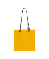 Bolso cuadrado de piel con asas de cordón de cuero