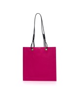 Square leather bag with leather cord handles