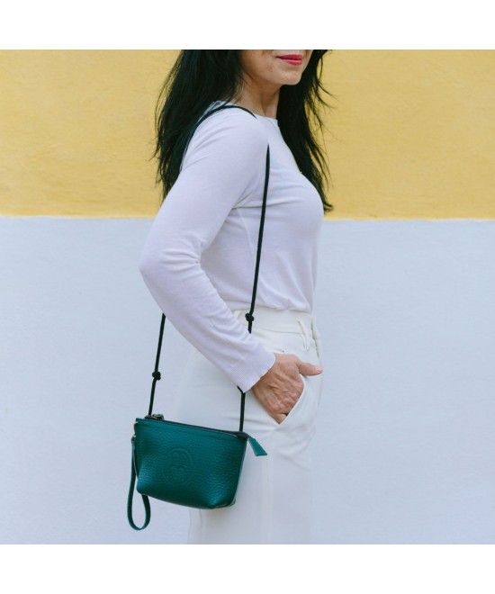 Small green leather bag
