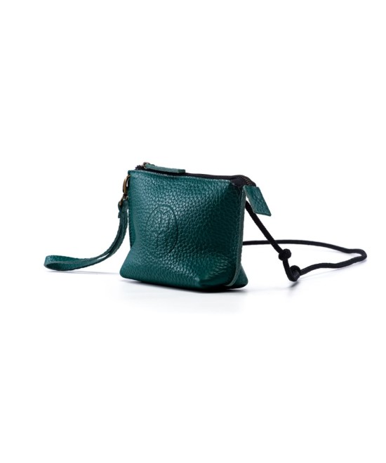 Small green leather bag