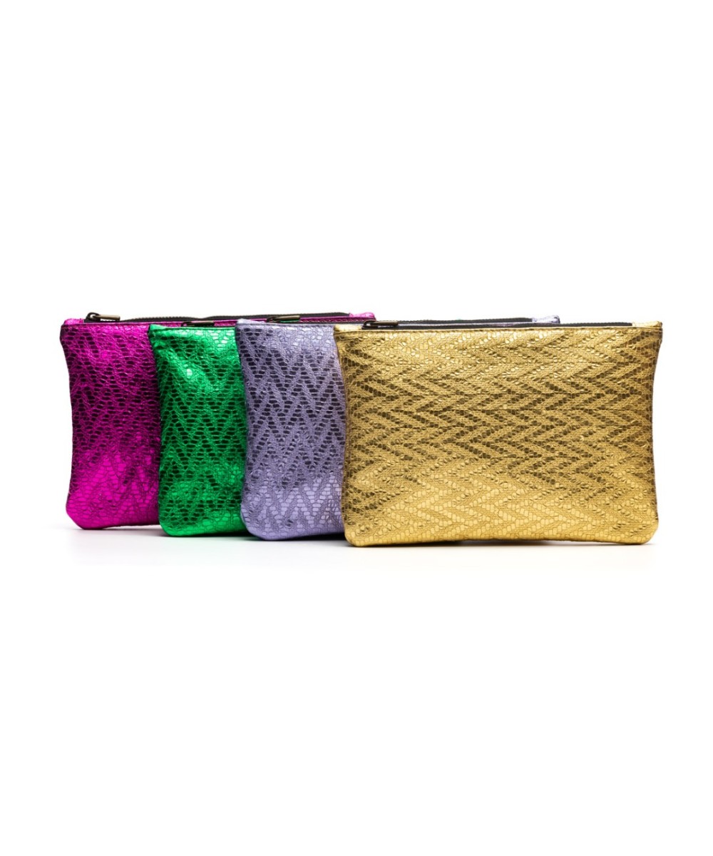Leather bag made up of 2 individual flat wallets.