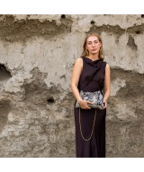 Animal print leather handbag with chain for hanging