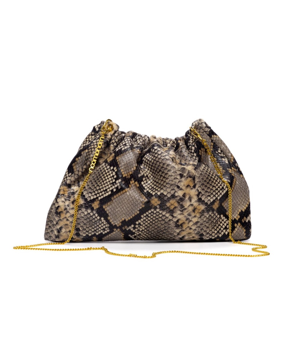 Bolso de mano de piel animal print con cadena para colgar