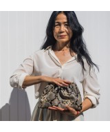 Animal print leather handbag with chain for hanging