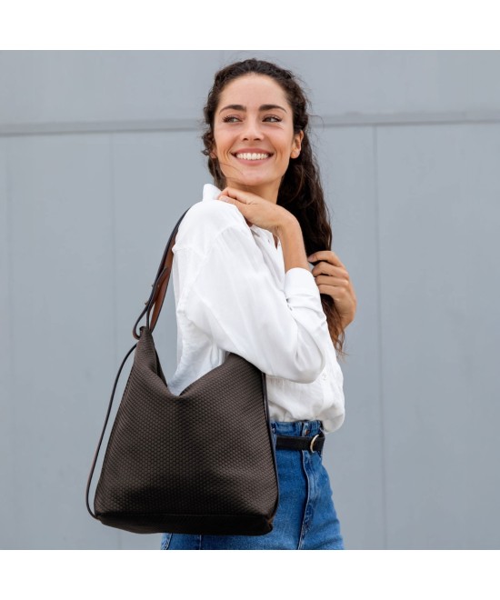 brown convertible backpack