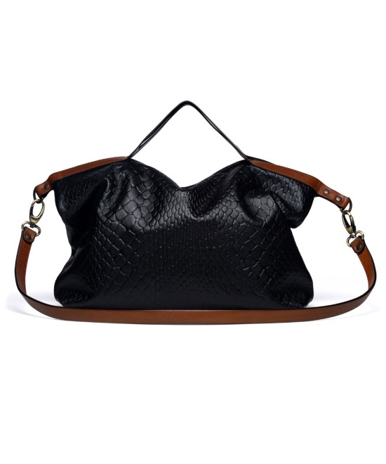 Bolso  bandolera y mano color negro realizado en piel suave