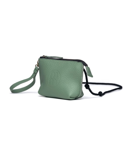 Small green leather bag