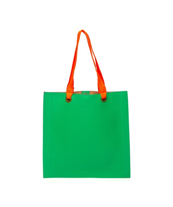 Bolso cuadrado de piel con asas flúor
