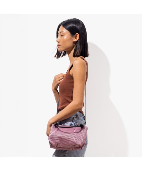 Pink shiny leather handbag
