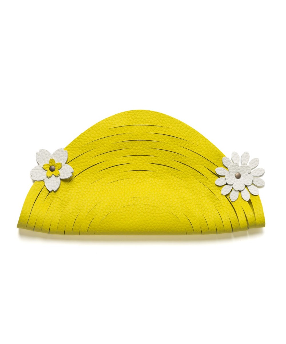 Cesta de piel plegable amarilla