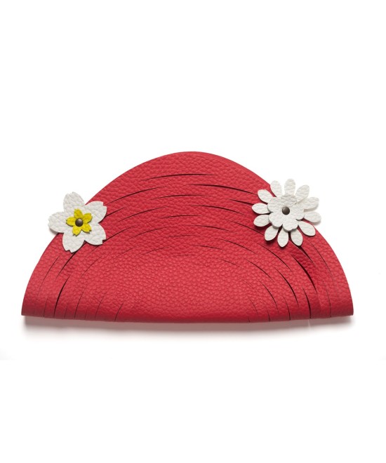 Cesta de piel plegable roja