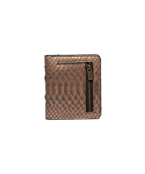 Square python leather wallet. Handmade in Spain.