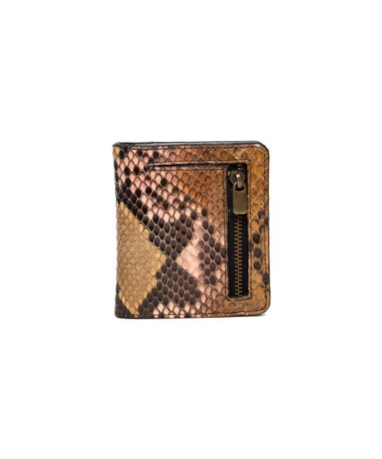 Square python leather wallet. Handmade in Spain.