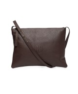 Large leather bag with adjustable strap.