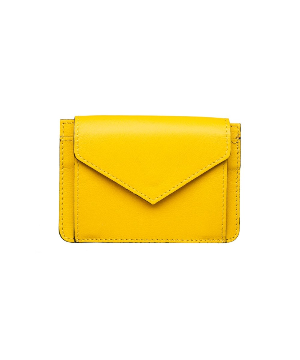 Monedero tarjetero amarillo. Fabricado de forma artesanal en España.