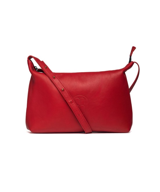 bolso de piel rojo con correa adaptable
