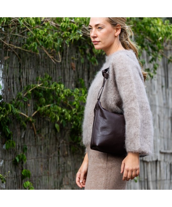 chocolate brown leather bag