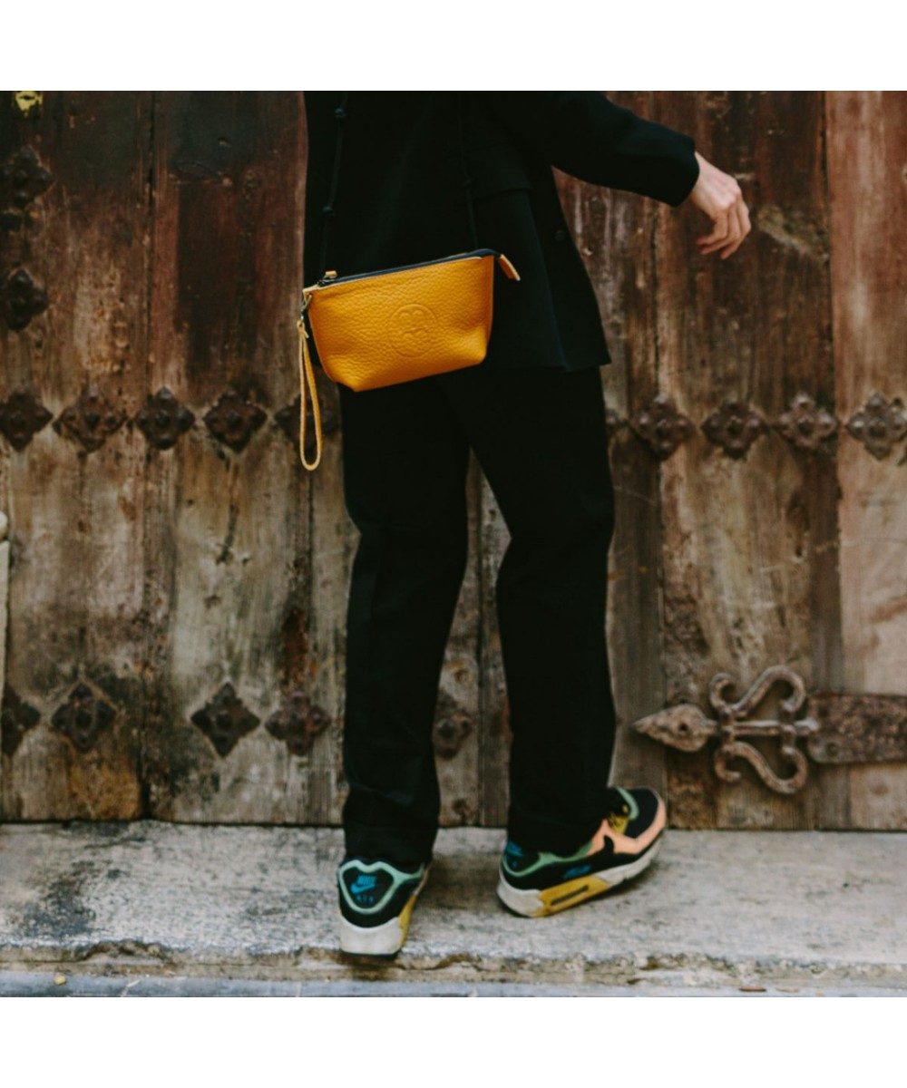 Small leather mustard bag