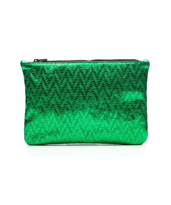Estuche metalizado rosa de piel grabada