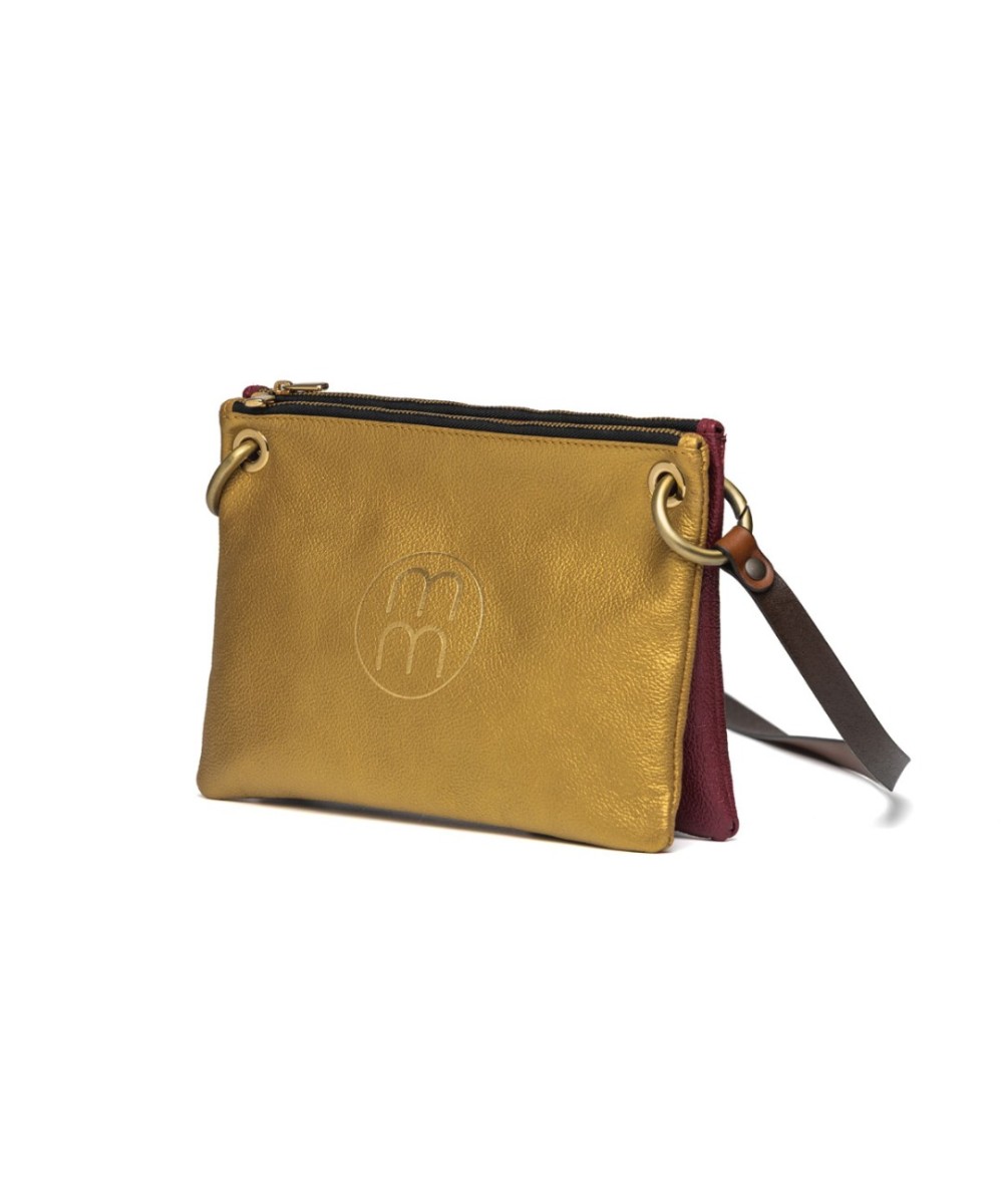 Leather bag made up of 2 interchangeable individual flat wallets.