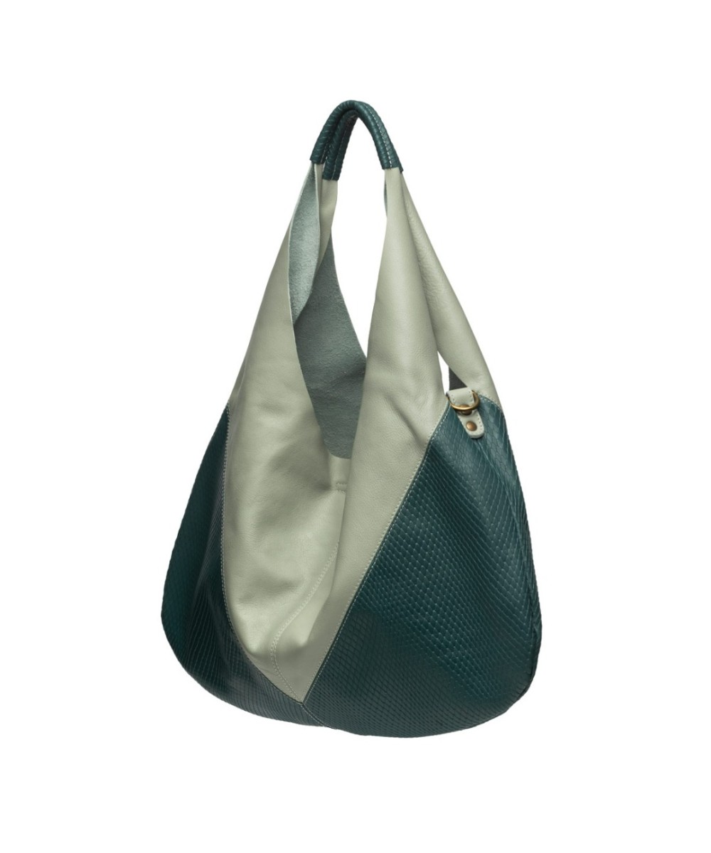 Bolso Hobo bicolor en tonos azules.