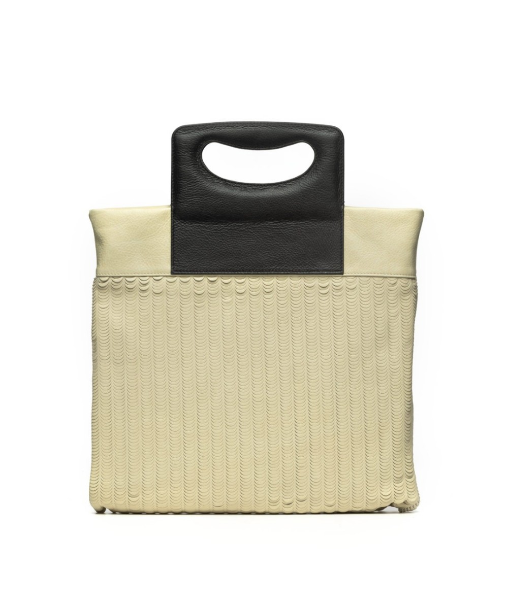 Original engraved leather bag with padded handle.