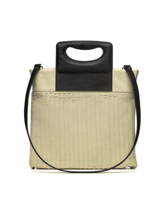 Original engraved leather bag with padded handle.