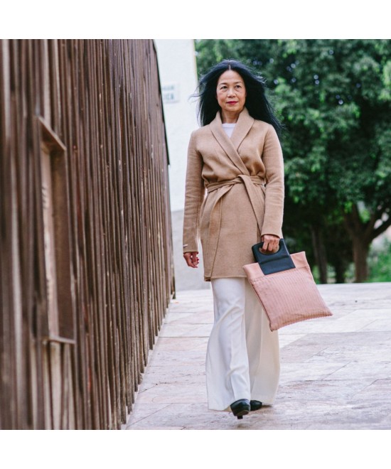 Original engraved leather bag with padded handle.