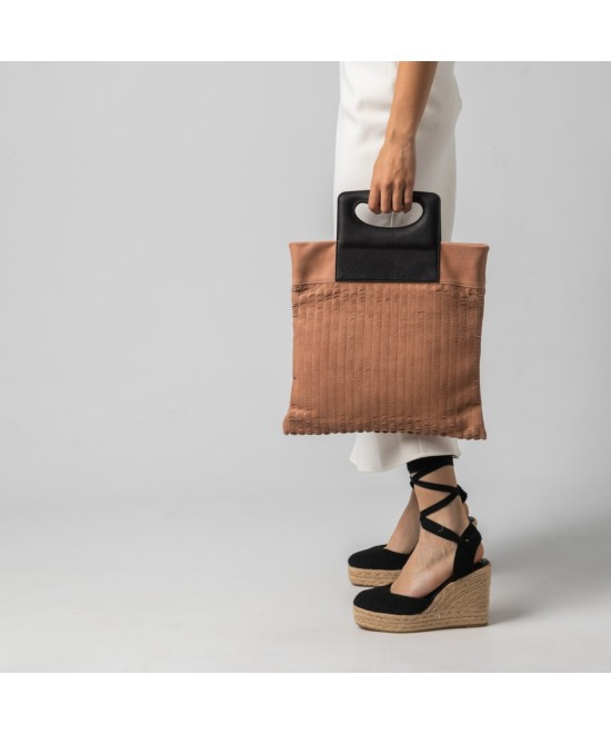 Original engraved leather bag with padded handle.