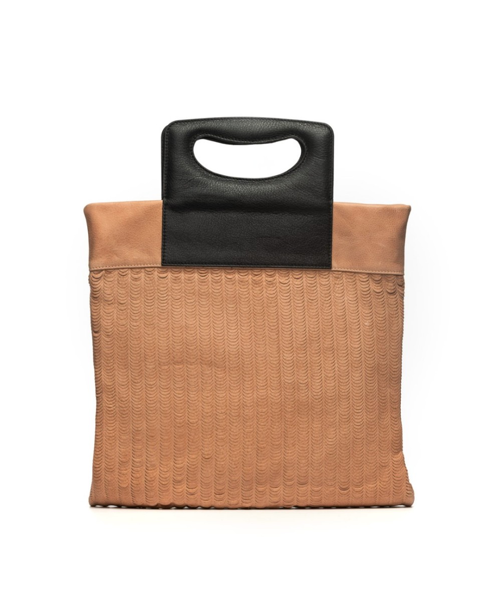 Original engraved leather bag with padded handle.
