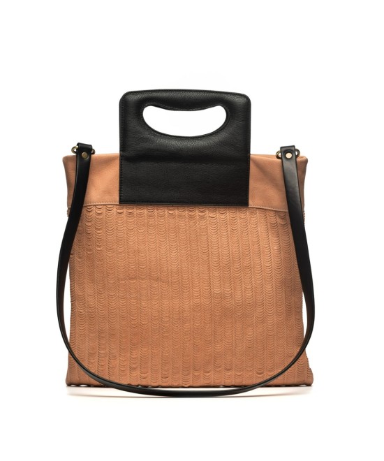 Original engraved leather bag with padded handle.