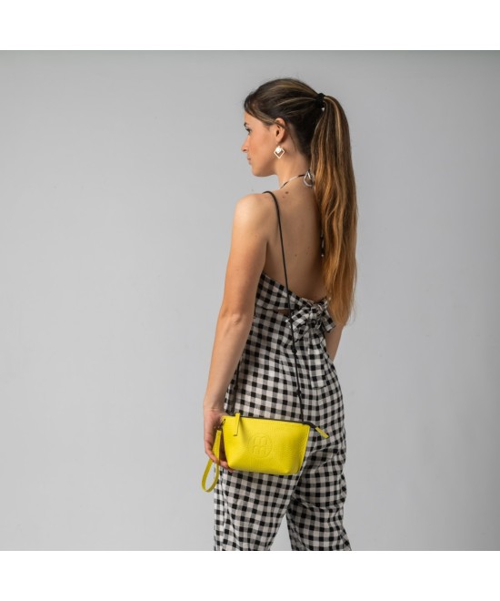 Small leather yellow bag