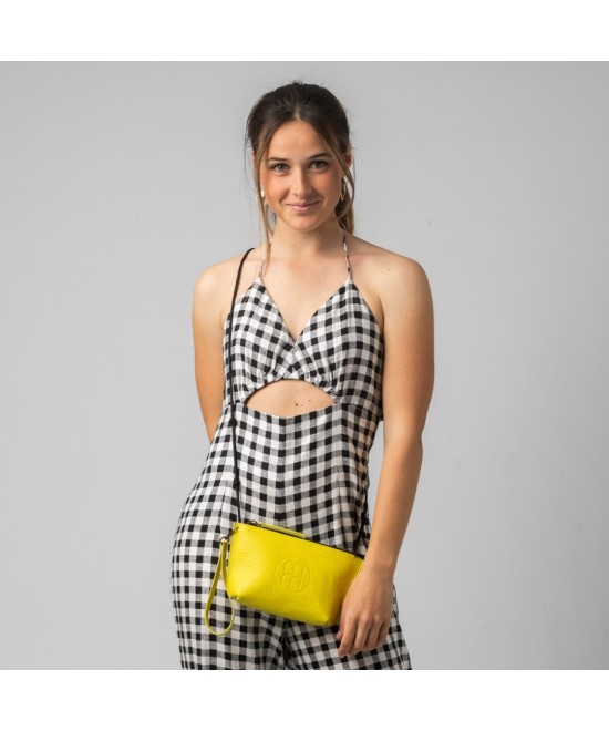 Small leather yellow bag