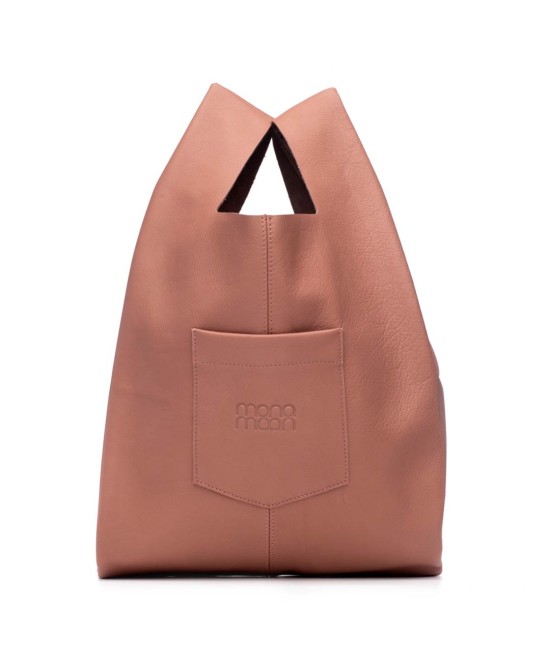 Soft and lightweight leather bag with adjustable strap that mimics plastic shopping bags.