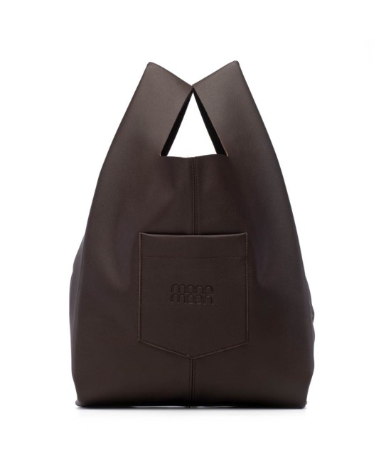 Soft and lightweight leather bag with adjustable strap that mimics plastic shopping bags.