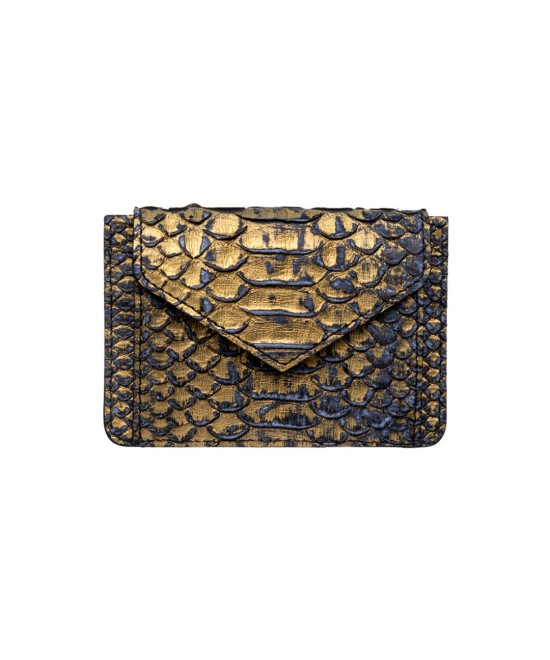 Metallic python skin card holder purse. Handmade in Spain.