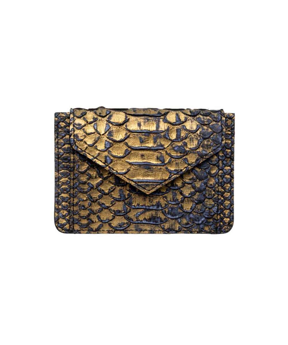 Metallic python skin card holder purse. Handmade in Spain.