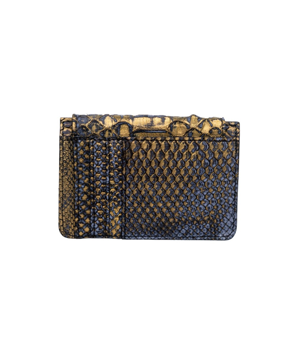 Metallic python skin card holder purse. Handmade in Spain.