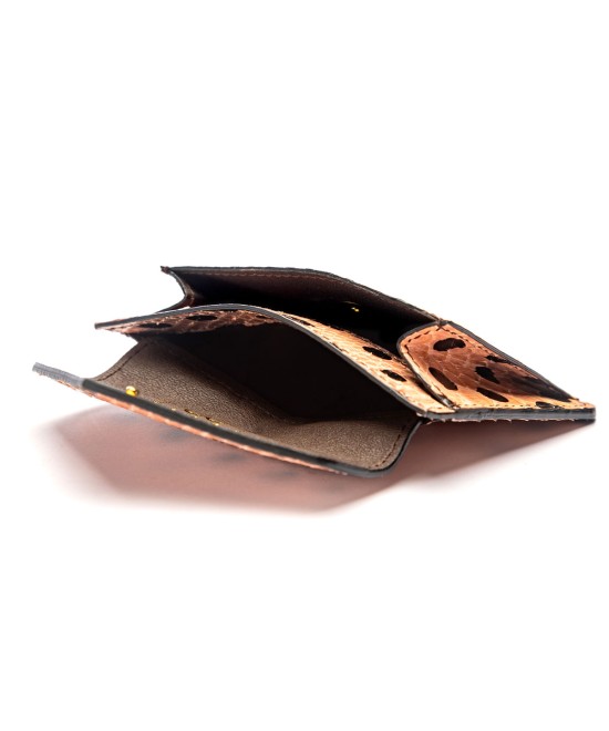 Metallic python skin card holder purse. Handmade in Spain.