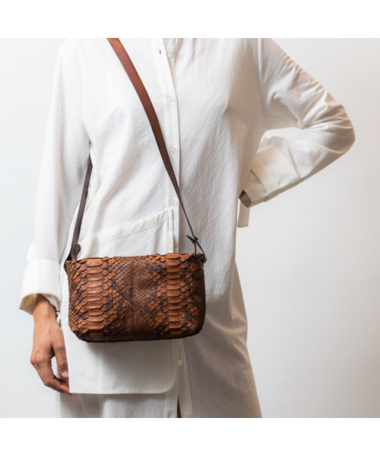 crossbody bag camel python