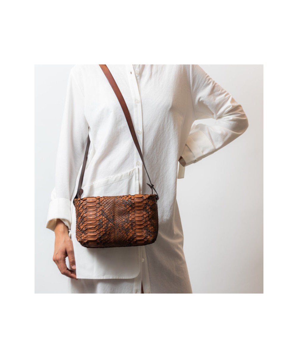 crossbody bag camel python