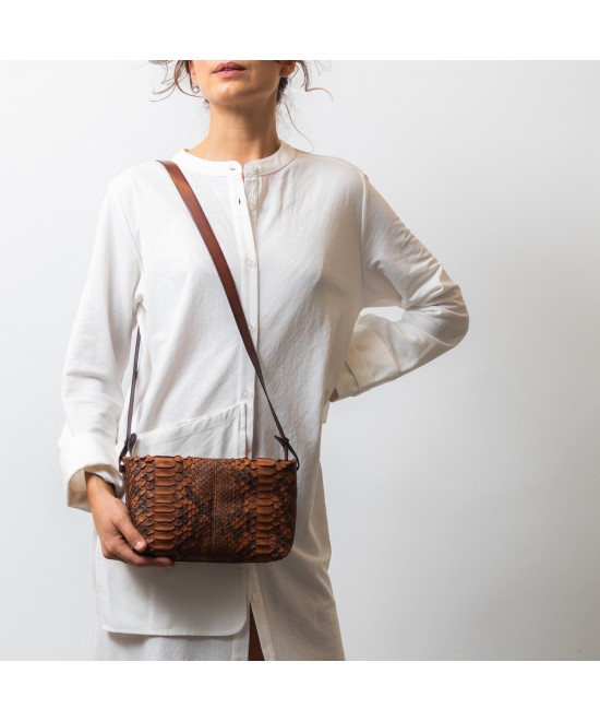 crossbody bag camel python
