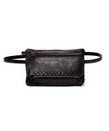 Black genuine python leather belt bag