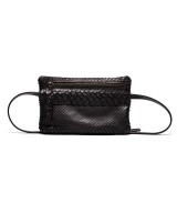 Black genuine python leather belt bag