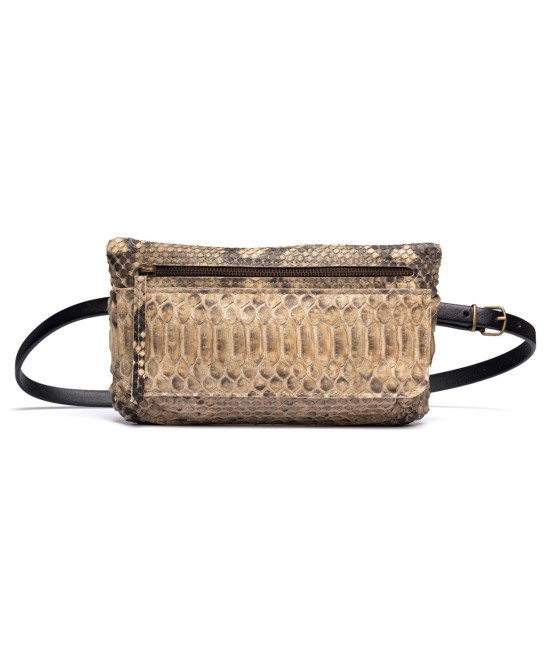 Genuine python leather belt bag in natural color